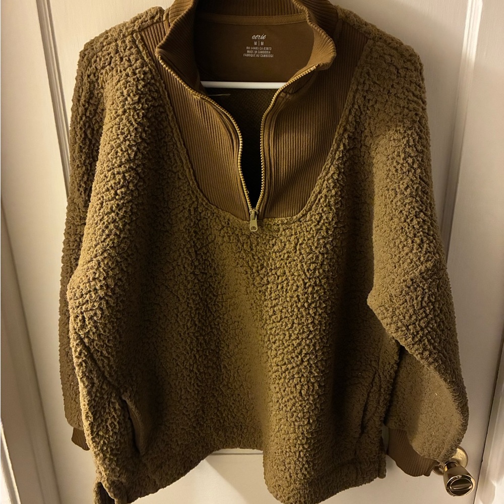 Aerie Brown Half-Zip Sweater